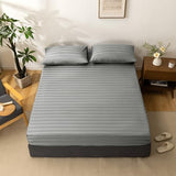 NookZuzu 3 Piece Cotton Stripe Fitted Sheet and Pillowcase Set,Including 1 Full Gray Fitted Sheet & 2 Pillowcase Set,Organic Cotton Deep Pocket Fitted Sheet，NO Flat Sheet Included,Soft and Cooling NookZuzu