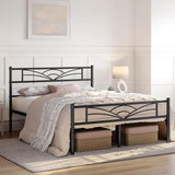 Yaheetech Queen Size Bed Frames Metal Platform Bed Mattress Foundation with Cloud-Inspired Design Headboard/Footboard/Ample Under Bed Storage/No Box Spring Needed/Black Yaheetech