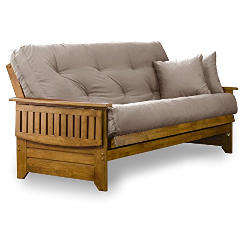 Brentwood Tray Arm Full Size Wood Futon Frame - Heritage Finish - WoodArtSupply