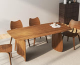 ROCITY 70 Inch Large Dining Table for 6-8 People, Solid Wood Kitchen Table with Curved Wooden Legs, Mid Century Modern Rectangular Long Dinner Table for Dining Room, Walnut ROCITY