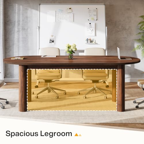 Tribesigns 5.3 ft Oval Conference Table, 63 Inches Curved Meeting Seminar Table for 4-6 People, Walnut Training Desk for Office Conference Room Tribesigns