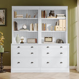 LUMISOL Modern White Pantry Sideboard Set with LED Lights and 6 Drawers LUMISOL
