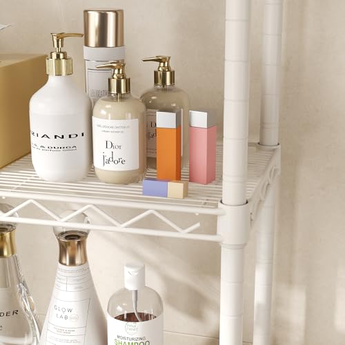 SINGAYE 5 Shelves Storage Shelf Wire Closet Bathroom Organizers Metal Pantry Kitchen Small Garage Shelving Unit Laundry Room Organization Home Corner Rack Estantes para Cocina White 10" Dx16 Wx55”H SINGAYE