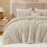 BEDELITE Fleece Twin Comforter Set -Super Soft & Warm Fluffy Linen Bedding, Luxury Fuzzy Heavy Bed Set for Winter with 1 Pillow case BEDELITE