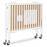 Dream On Me Folding Full-Size Convenience Baby Crib in White, GreenGuard Gold & BSA, Portable, Patented Quick Folding System, Strong Wheels, 2 Adjustable Mattress Heights