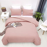 Cottonight Pink Comforter Set Twin Blush Pink Bedding Set Full Pale Pink Quilts Blanket Solid Color Soft Breathable Dusty Rose Comforter Set for Women Girls Twin Bed Cottonight