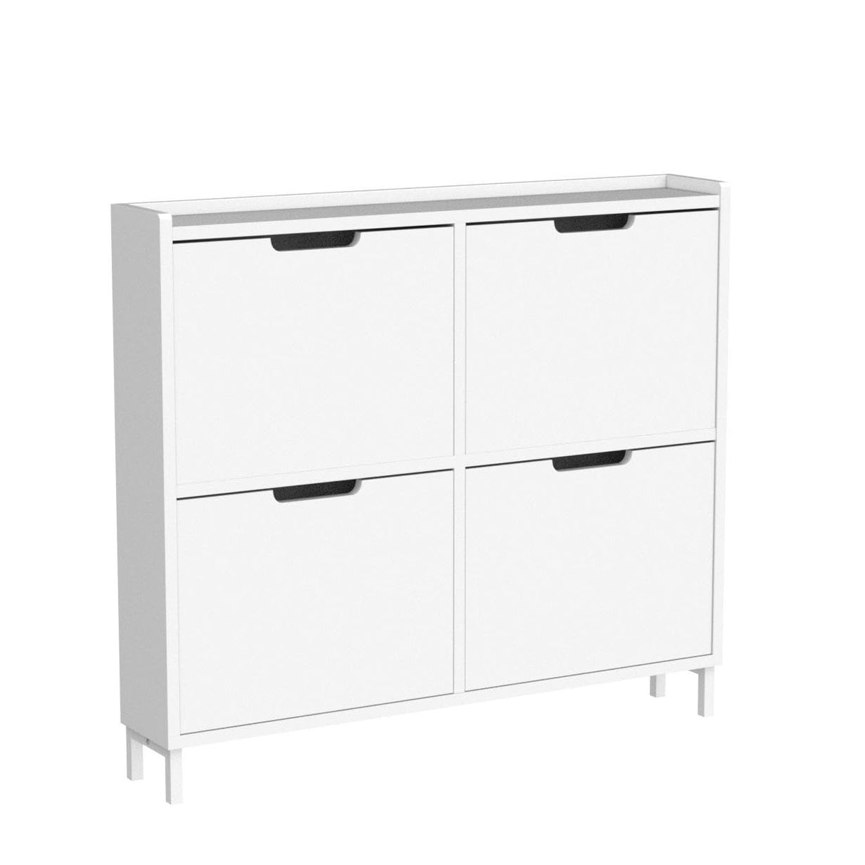 Haotian Shoe Cabinet with 4 Flip-Drawers, Narrow Shoe Rack, Slim Shoe Organiazer Entryway White, FSR100-W Haotian