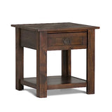 SIMPLIHOME Monroe Solid Acacia Wood 22 inch wide Square Rustic End Side Table in Distressed Charcoal Brown with Storage, 1 Drawer, for the Living Room and Bedroom SIMPLIHOME