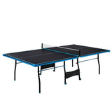 Black Blue Folding Rolling Table Tennis Table Indoor Ping Pong Table with 2 Paddles 2 Balls 1 Net and Post Set 4 Wheels for Easy Movement Perfect Christmas New Year Holiday Season Gifts Generic