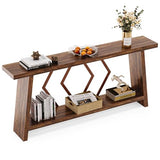 LITTLE TREE 70.9-Inch Console Table, Long Sofa Table Behind Couch, Farmhouse Wood Console Table with Storage Shelf for Entryway, Living Room, Hallway LITTLE TREE