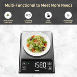 Vitafit 11lb Food Scale, High Accuracy 0.0001lb by Our Professional Scale Factory Since 2001, Digital Kitchen Scale with% Percentage Function for Cooking, Baking & Coffee, Stainless Steel, LED, Black