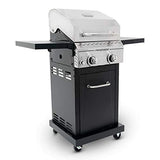 Megamaster 2-Burner Propane Barbecue Gas Grill with Foldable Side Tables, Perfect for Camping, Outdoor Cooking, Patio, Garden Barbecue Grill, 28000 BTUs, Silver and Black, 720-0864MA Megamaster