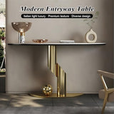 WOOOFA Modern Gold Console Table, Entryway Table with Smart Sensor Lights, Luxurious Marble Console Table, Sturdy and Easy to Clean, Sofa Table for Living Room, Hallway, Foyer, Bedroom WOOOFA