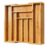 Pipishell Bamboo Expandable Drawer Organizer for Utensils Holder, Adjustable Cutlery Tray, Wood Drawer Dividers Organizer for Silverware, Flatware, Knives in Kitchen, Bedroom, Living Room(M-N) Pipishell