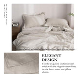 Simple&Opulence 100% French Flax Linen Duvet Cover Set with Embroidery Washed - 3 Pieces (1 Duvet Cover with 2 Pillow Shams) with Button Closure Soft Breathable Farmhouse - Linen, King Size Simple&Opulence