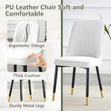 JUFU Round Dining Table Set for 4, 47" White Dinner Table Set for 4 with Marble Pattern Tabletop and PU Upholstered White-007 Chairs, Modern 4 Person Dining Table Set for Dinning Room, Kitchen, Café JUFU