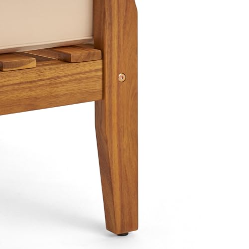 Christopher Knight Home Peyton Outdoor Acacia Wood Loveseat and Coffee Table Set with Water Resistant Cushions, Teak Finish / Beige Christopher Knight Home