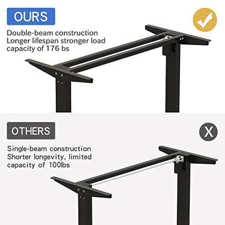BUNOEM L-Shaped 59" Height Adjustable Electric Standing Desk, Sit and Stand Up Home Office Computer Desk with Splice Board (Rustic Brown Top, Black Frame) BUNOEM