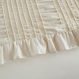 WONGS BEDDING Comforter Set Twin, 6 Pieces Beige Bed in a Bag for Dorm Room Essentials Boho Ruffle Comforter for Twin Bed, Cute Seersucker Shabby Chic Bedding Set 86"×68" WONGS BEDDING