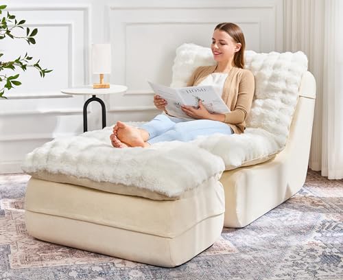 Hobestluk Sofa Couch Foam Sofa for Small Spaces Comfy Sofas with Footrest Couch Recliner Small Sofas for Living Room, Bedroom, Apartment (White)