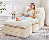 Hobestluk Sofa Couch Foam Sofa for Small Spaces Comfy Sofas with Footrest Couch Recliner Small Sofas for Living Room, Bedroom, Apartment (White)