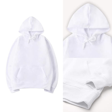 MR.R Sublimation Polyester Blanks White Hoodie Hooded Sweatshirt Cloth Unisex Style Pullover Casual Solid Color Sports Outwear Sweatshirts,XXL size MR.R