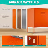 SISESOL Orange Metal Storage Cabinet with Doors and Shelves,2 Door Wide Metal Locker Accent Storage Cabinet with Leg & Vent Hole,Wide TV Cabinets,Low Side Cupboard for Home,Office,Dining/Living Room SISESOL