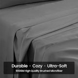 SLEEP ZONE Extra Deep Pocket Full Sheet Set 4 Piece - Super Soft Brushed Microfiber Bedding Sheets Set Fits Deep Mattress Upto 21 inches (Grey, Full) SLEEP ZONE