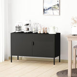 Chshin Metal Storage Cabinet with Doors,Black Accent Cabinet,Metal Locker Storage Cabinets,2 Door TV Media Stand with Removable Shelves for,Home,Office,Entryway,Living Room Chshin