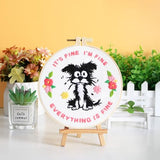 Louise Maelys Funny Dog Embroidery Kits for Beginners,Cross Stitch Kit for Adults,DIY Needlepoint with Cute Animal Pattern -It's Fine I'm Fine Everything is Fine