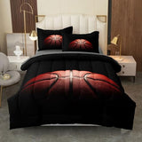 Leaflin Teenage Boy Bedding Sets Full Size 5 Pieces Basketball Comforter Set for Boys Bed in a Bag Set, Basketball Bedding Full, Red Black Leaflin