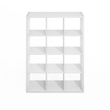 Furinno Simple Cube Storage Organizer, 12-Cube Display Shelf, Open Back Shelving Unit, Storage Shelves, Extra Thick Frame, for Organization and Storage, Living Room, Home Office, White Furinno