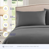 Queen Size Bed Sheets - Breathable Luxury Sheets with Full Elastic & Secure Corner Straps Built In - 1800 Supreme Collection Extra Soft Deep Pocket Bedding Set, Sheet Set, Queen, Gray Sweet Home Collection