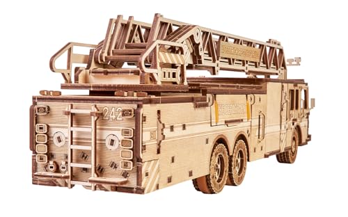 Wood Trick Rescue Firetruck Wooden 3D Puzzles for Adults and Kids to Build - Rides up to 20 ft - Wooden Models Engineering DIY Project Mechanical 3D Wood Trick