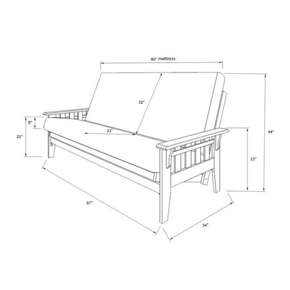 Kodiak Tucson Queen Futon Frame and Mattress Set - Wood Futon with Mattress Included in Linen Cocoa Color