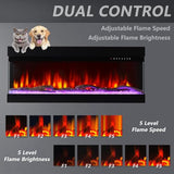 Mexhom 3 Sided Glass Built-in 36" Electric Fireplace - Multi-Color Flames, Heater, DIY Crystal & Log Set, Smart App & Remote Control Mexhom