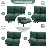Convertible Velvet Futon Sofa Bed, Comfy 72" L Sleeper Couch with Thicker Cushion, Upholstered Modern Reclining Loveseat Folding Sofa for Small Living Room, Dorm, Apartment, Office, Emerald Antetek