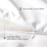 CUDDLE DREAMS Lightweight Silk Filled Comforter for Summer, Detachable Tencel Duvet Cover for Easy Care, Naturally Breathable (White, Twin) CUDDLE DREAMS