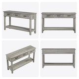 GarveeHome Entryway Table, Console Table with 3 Storage Drawers, 3 Tier Farmhouse Wooden Sofa Table, Hallway Tables for Entryway, Living Room-Grey GarveeHome
