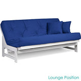 Nirvana Futons Arden Armless White Wood Futon Frame Only, Full or Queen Size - Solid Hardwood Sofa Bed Frame Construction, Space Saving Design Ideal for Small Rooms and Dorms Nirvana Futons
