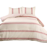 Lush Decor Farmhouse Stripe Reversible Cotton Comforter Set, 3 Piece Set, Full/ Queen, Red - Cozy Farmhouse Bedding Set - Rustic Decor - Striped Comforter - Modern Farmhouse Bedroom Decor Lush Decor