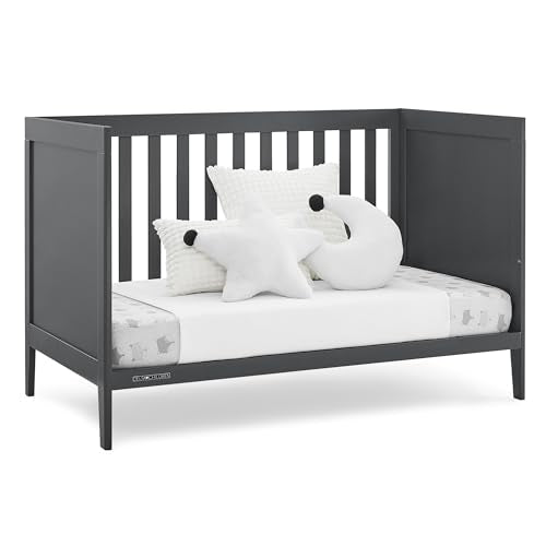 Delta Children Hayes 4-in-1 Convertible Crib - Greenguard Gold Certified, Charcoal Grey