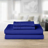 Elegant Comfort Luxurious 1500 Premium Hotel Quality Microfiber Three Line Embroidered Softest 4-Piece Bed Sheet Set, Wrinkle and Fade Resistant, Twin/Twin XL, Royal Blue Elegant Comfort