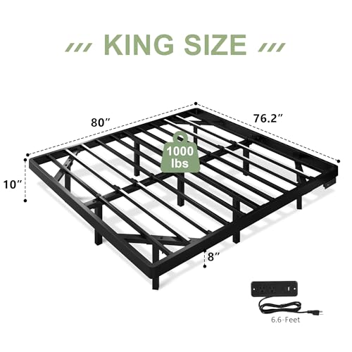 Feonase King Size Floating Bed Frame with LED Ambient Lighting and Charging Station Feonase