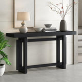 Merax Wood Entryway Console Table, Modern Line Frame with Industrial Concrete Top, for Living Room/Hallway/Foyer, Black Merax