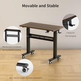 WALKINGDESK Mobile Walking Pad Desk with Wheels, Pneumatic Small Rolling Standing Desk Riser Height Adjustable (28-43.7") for Treadmill, Portable Computer Table for Home Office, Black Walnut WALKINGDESK