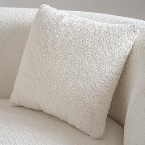 Acanva Modern Curved Sectional Living Room Couch, Minimalist Comfy Boucle Fabric Modular Sofa for Apartment, Home Office, Left Hand Facing, White Acanva