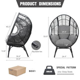TQKVIPI 2 pcs Oversized Wicker Egg Chair Outdoor Indoor - Rattan Patio Egg Lounge Chairs with Cushion 500lbs Capacity for Living Room, Balcony, Backyard