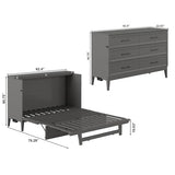 AFI, Santa Fe Queen Murphy Bed Chest with 6" Mattress & Built-in USB Charger, Grey AFI