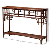 bali & pari Sebalio Tortoise Natural Rattan Console Table with Open Shelf bali & pari